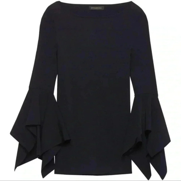 Banana  Republic Sweater Handkerchief Sleeve Crewneck Knit Top Navy Blue Size XS - Picture 1 of 16